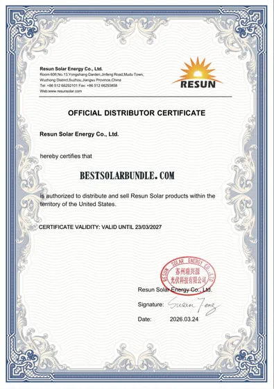 Resun Authorization Certificate