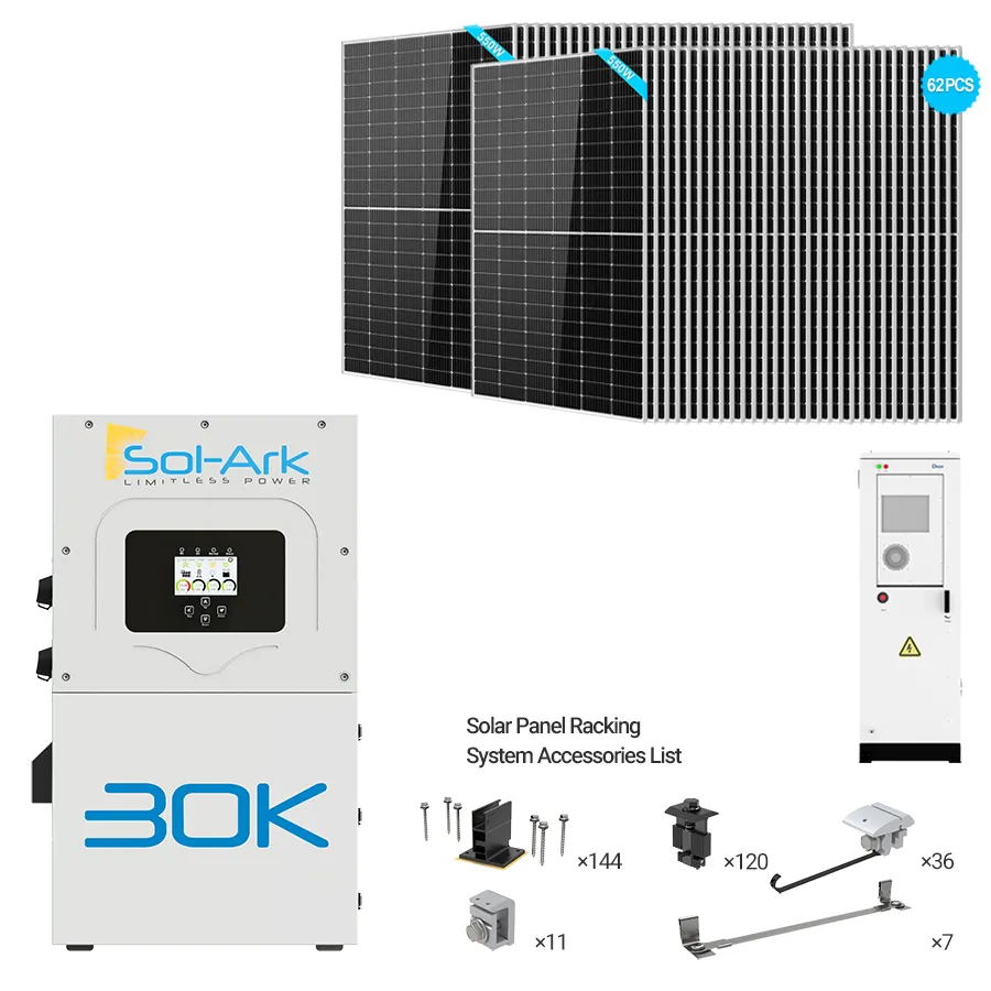 Sol-Ark 30kW Hybrid Bundle | 34.1kW PV + 60-180kWh Battery