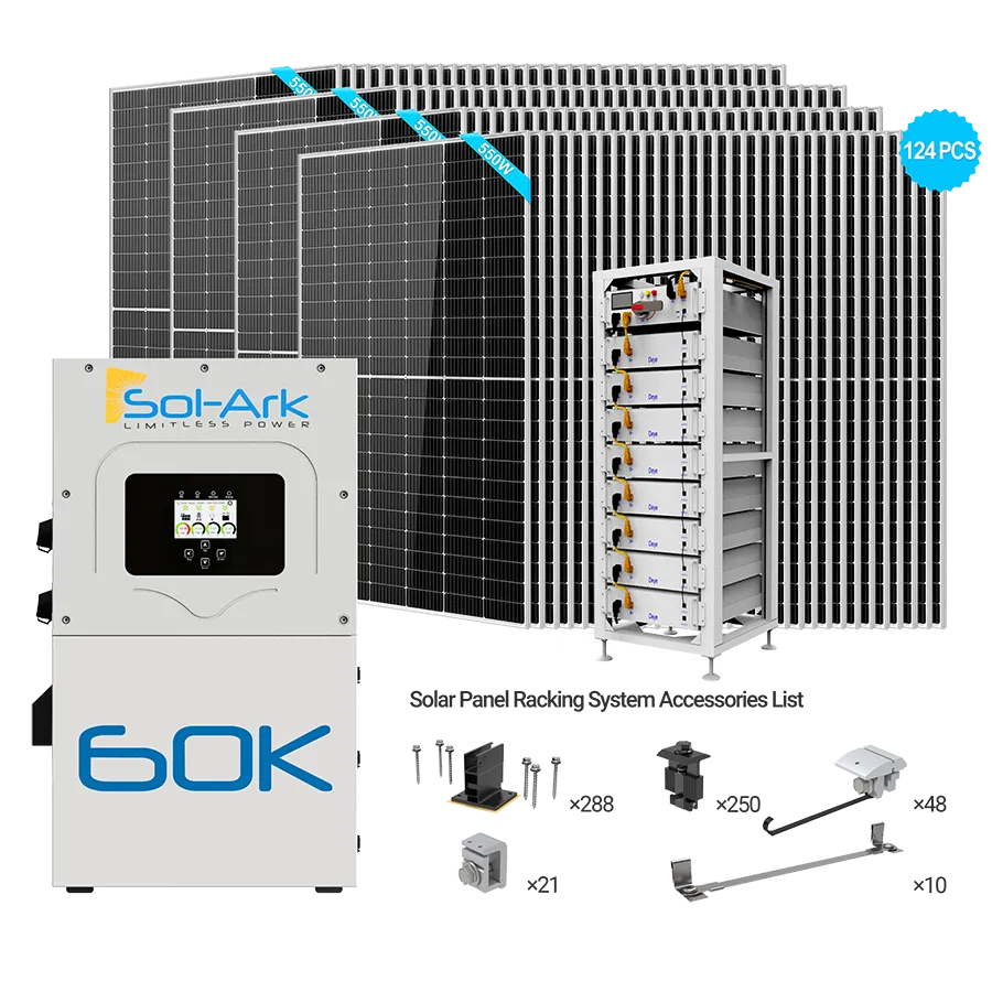 Sol-Ark 60kW Hybrid Bundle | 68.2kW PV + 60-360kWh Battery