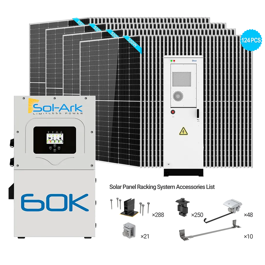 Sol-Ark 60kW Hybrid Bundle | 68.2kW PV + 60-360kWh Battery