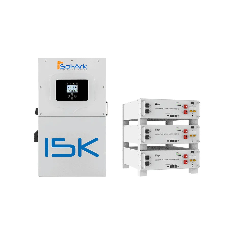 Sol-Ark 15kW Inverter with Deye SE-G5.1 Pro-B Battery Pack — UL 9540 Closed-Loop Bundle (15/20/40kWh)