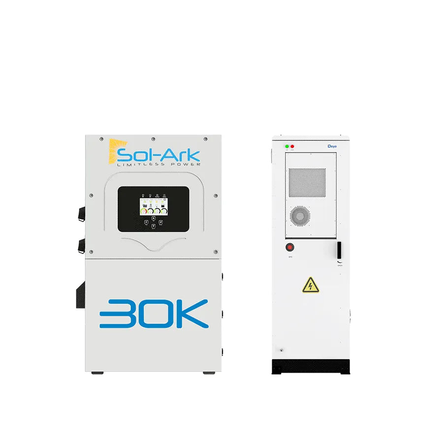 Sol-Ark 30kW Inverter with Deye GE-FL60/GE-FH60 Cabinet — UL 9540 Closed-Loop Bundle (60/120/180kWh)
