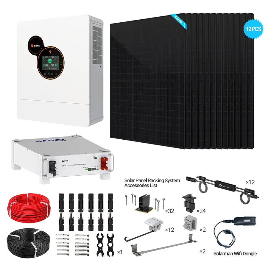 SRNE 5kW Off-Grid Bundle | 5.28kW PV + 5-15kWh Battery