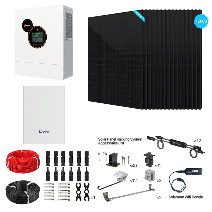 SRNE 5kW Off-Grid Bundle | 5.28kW PV + 10.2kWh Battery