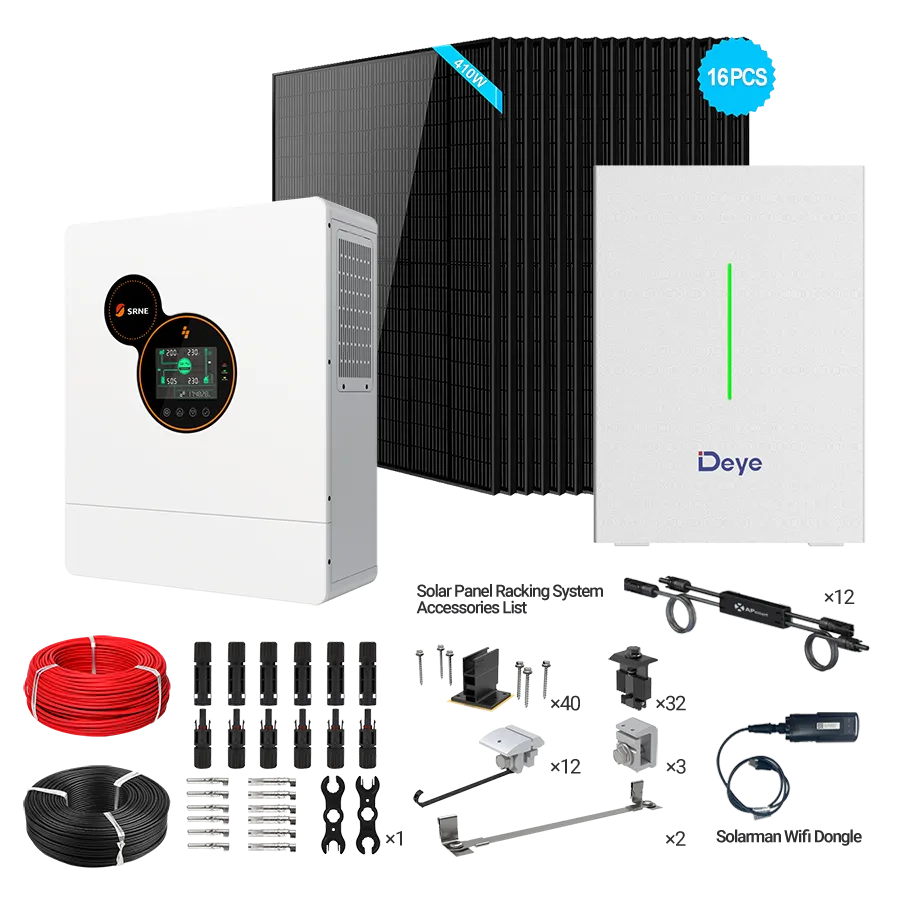 SRNE 5kW Off-Grid Bundle | 4.9kW PV + 10.2kWh Battery