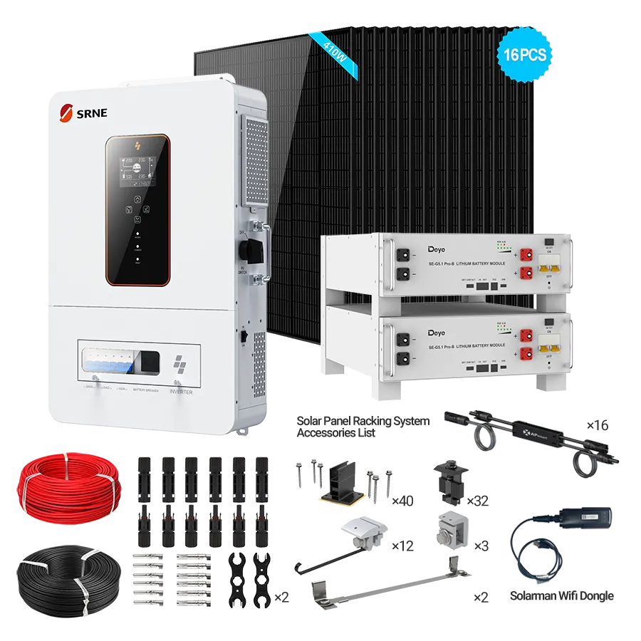 SRNE 6.5kW Off-Grid Bundle | 6.5kW PV + 10-20kWh Battery
