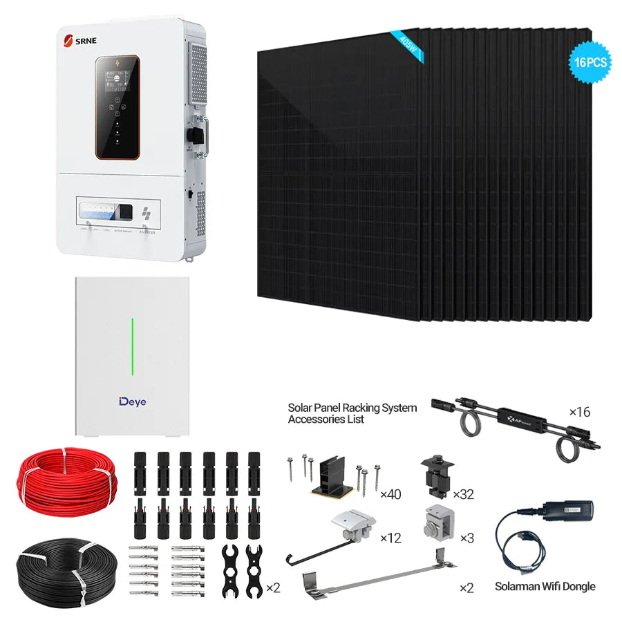 SRNE 6.5kW Off-Grid Bundle | 6.48kW PV + 10-20kWh Battery