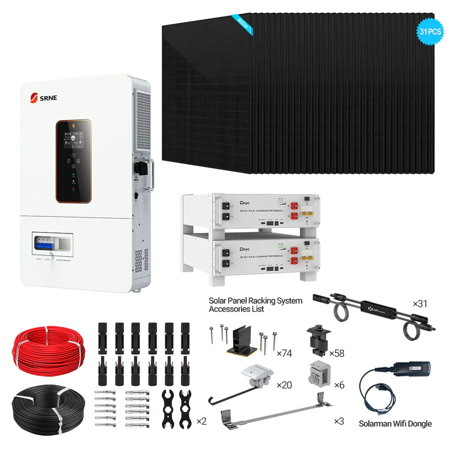 SRNE 10kW Off-Grid Bundle | 12.6kW PV + 10-40kWh Battery