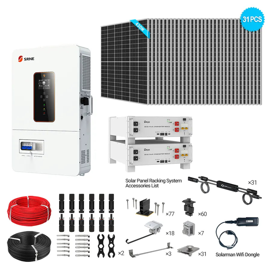 SRNE 10kW Off-Grid Bundle | 13.3kW PV + 10-40kWh Battery