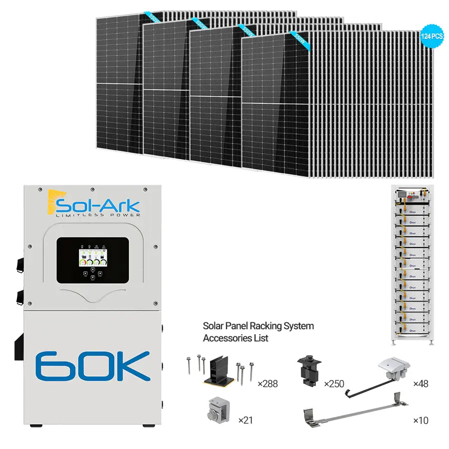 Sol-Ark 60kW Hybrid Bundle | 68.2kW PV + 60-360kWh Battery